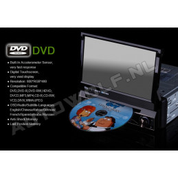 AW1088M 1 DIN 7 inch klapscherm headunit with Navigation, DVD, bluetooth